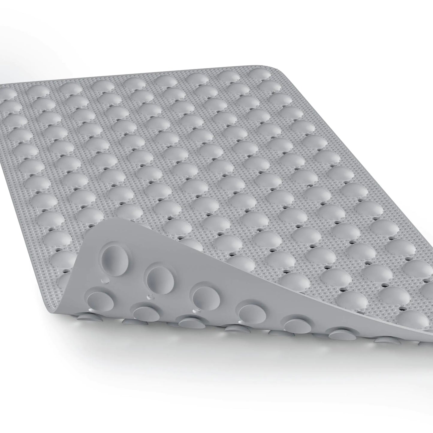 Bath Mat for Tub Shower Mat Non Slip Kids Rubber Shower Tub Mat 100% Natural Rubber no Plastic Odors Perfect for Baby and Elder Strong Suction Cups Textured Mat Surface 28 X 16 inches Grey